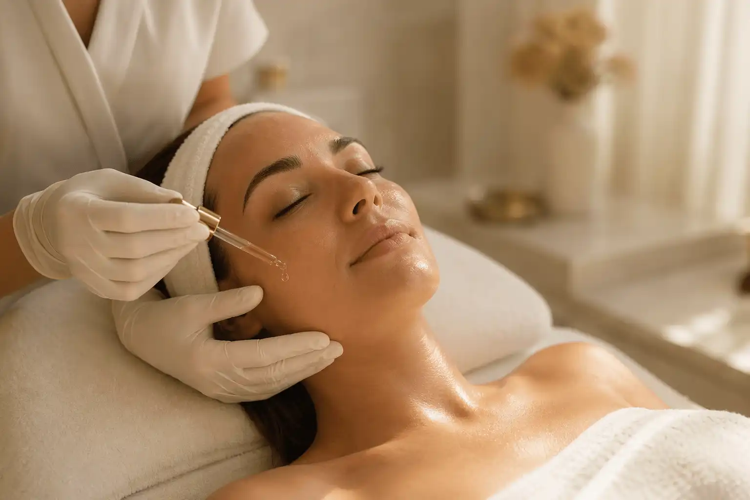Kundin erhält Fruchtsäure Peeling Behandlung bei Beauty Face Lift Zürich